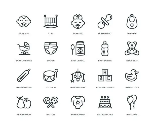 Vector illustration of Baby Icons - Line Series