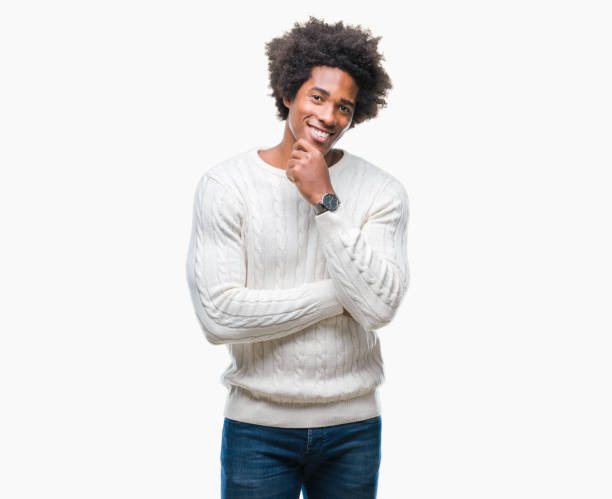 istock Afro american man over isolated background looking confident at the camera with smile with crossed arms and hand raised on chin. Thinking positive. 1067806106