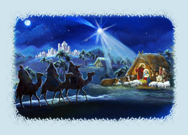 istock religious illustration three kings - and holy family - traditional scene 1067808950