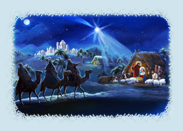 istock religious illustration three kings - and holy family - traditional scene 1067809218