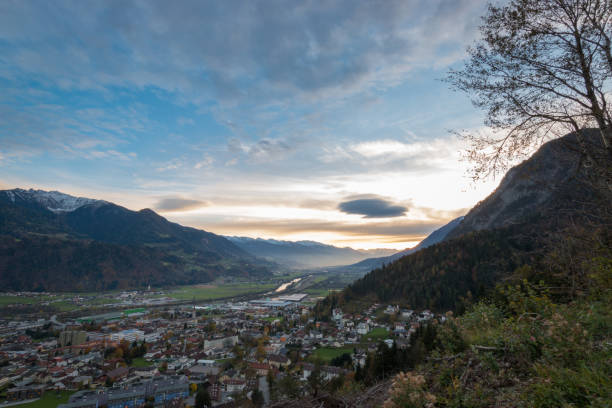 istock Panoramic view of river Inn valley and Jenbach, Austria 1067809290