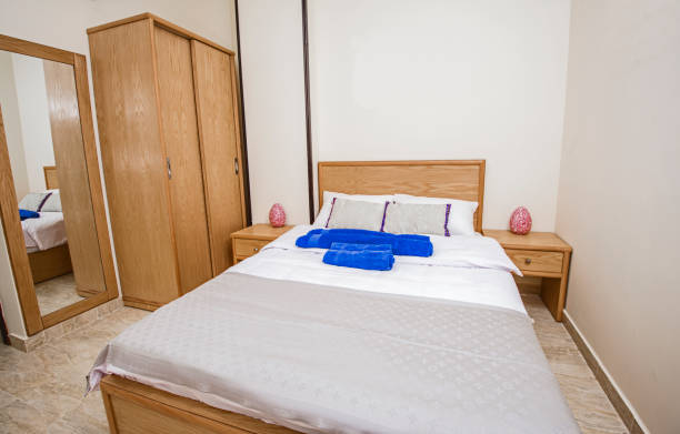 istock Interior design of bedroom in house 1067821722