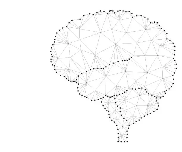 Vector illustration of Shares of the brain, polygon, 3s black-white 2
