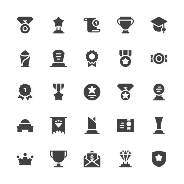 Vector illustration of Award and Trophy Icons - Gray Series