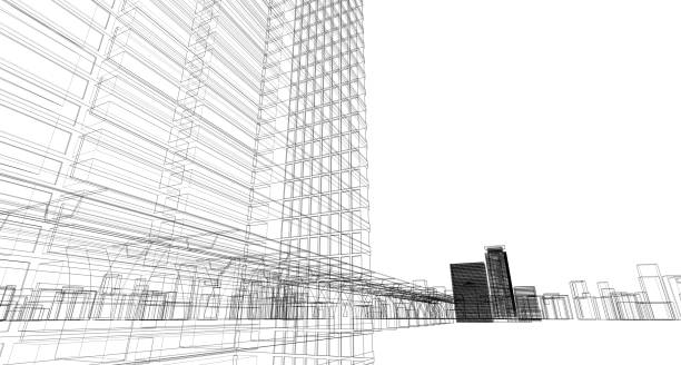 istock Abstract architectural drawing sketch, City scape, 3D Illustration. 1067834866