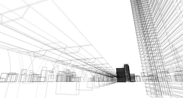 istock Abstract architectural drawing sketch, City scape, 3D Illustration. 1067834884