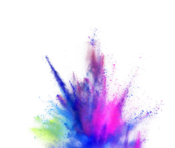 istock Explosion of coloured powder isolated on white background. 1067841008