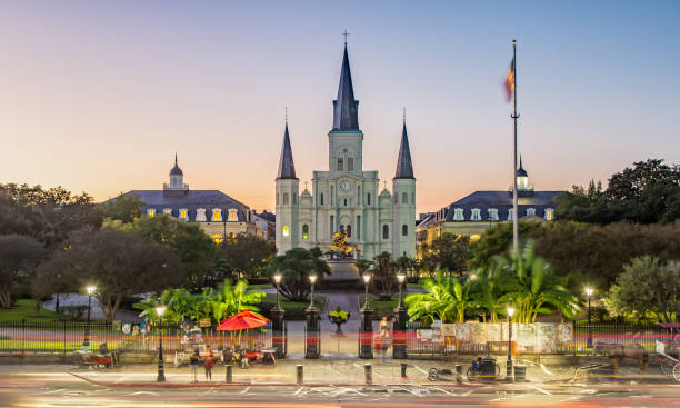 istock St. Louis Cathedral in New Orleans, LA at Sunset 1067842992