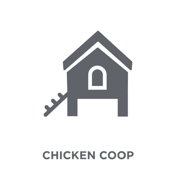 chicken coop-symbol aus der landwirtschaft, landwirtschaft und gartenbau sammlung. - schafpferch stock-grafiken, -clipart, -cartoons und -symbole