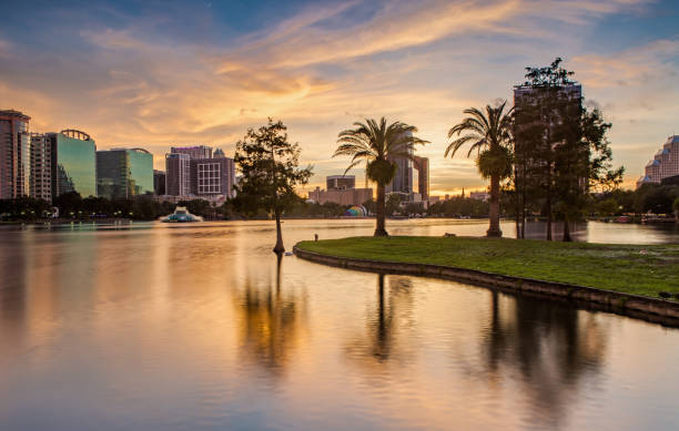 istock Downtown Orlando from Lake Eola Park at Sunset 1067847102
