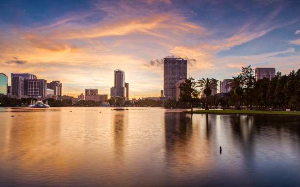istock Downtown Orlando from Lake Eola Park at Sunset 1067847254
