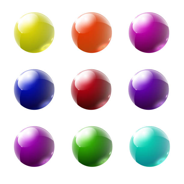 Set of multicolored glass buttons with shadows Set of multicolored glass buttons with shadows. EPS 10 marble sphere stock illustrations