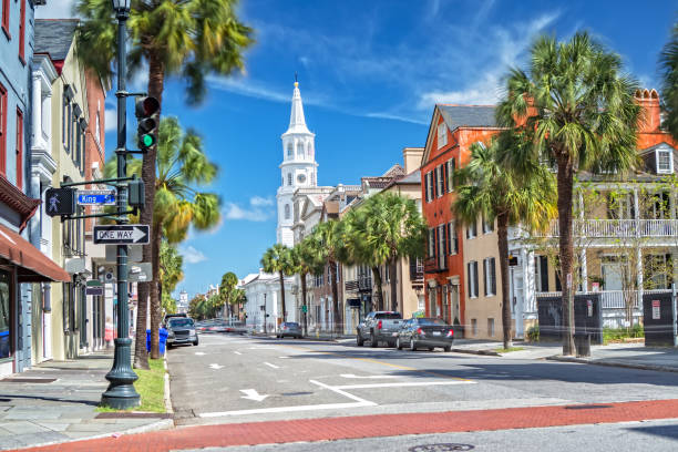 istock St. Michaels Church and Broad St. in Charleston, SC 1067850818