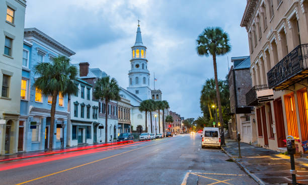 istock St. Michaels Church in Charleston, SC at Dusk 1067851284