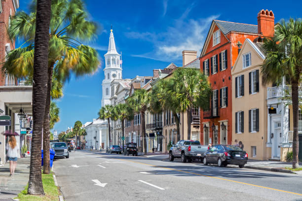 istock St. Michaels Church and Broad St. in Charleston, SC 1067851486