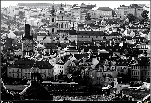 View of prague in white and enro.