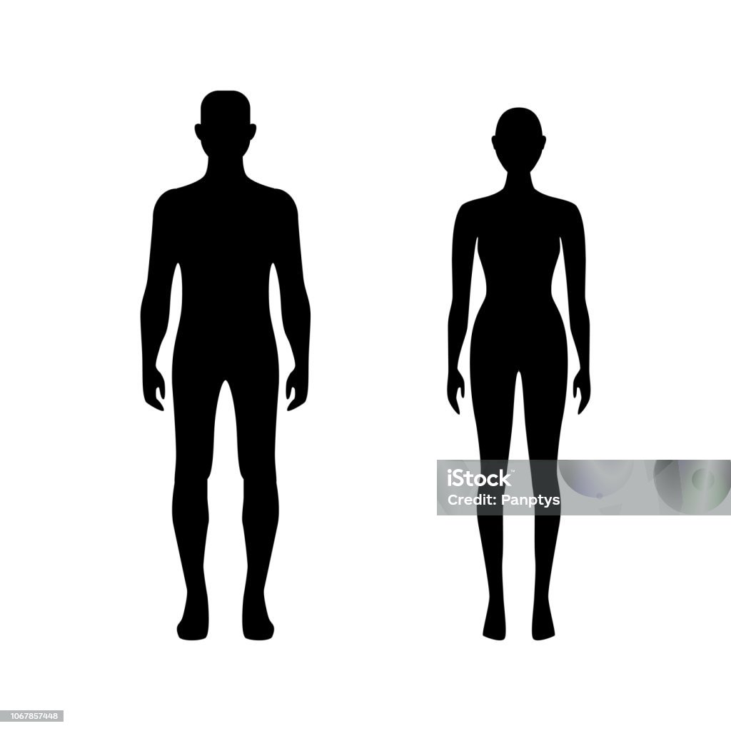 Woman and man body silhouette vector icon. Vector art: woman body shape. In Silhouette stock vector