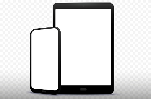 Smart Phone and Tablet PC Vector Illustration with White Screen