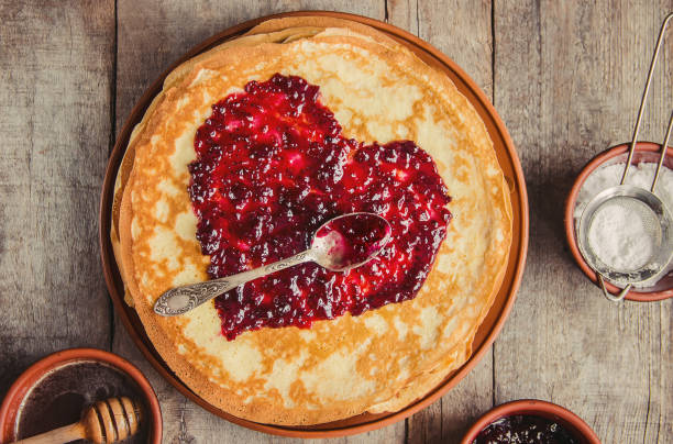 Crepes are homemade. Pancakes. Selective focus. Food