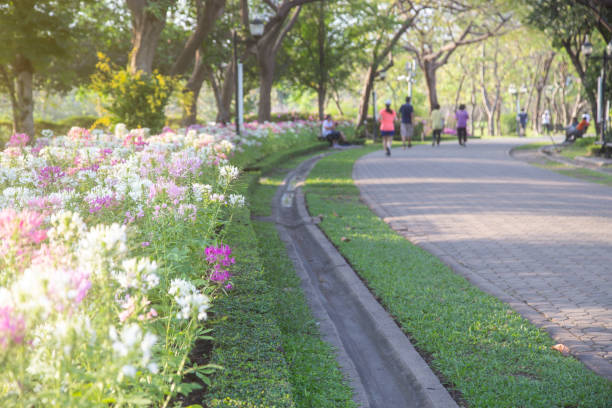 istock Flower with blurred running people 1067861608