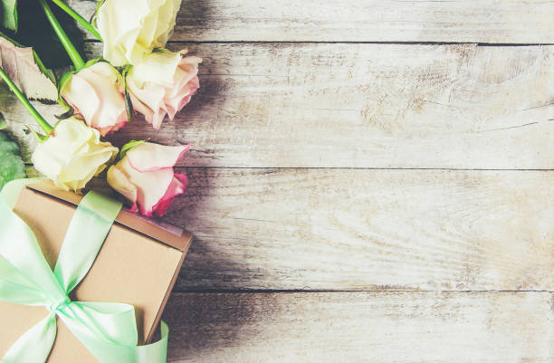 istock gift and flowers. selective focus. holideys and events. 1067879624