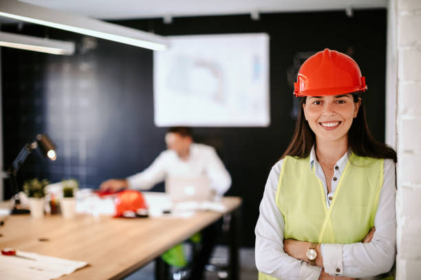istock Young female surveyor 1067883320