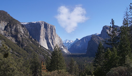 Yosemite National Park with Love, Heart Shaped Cloud in Sky. Shot with a SONY DSC, enhanced in photoshop.
