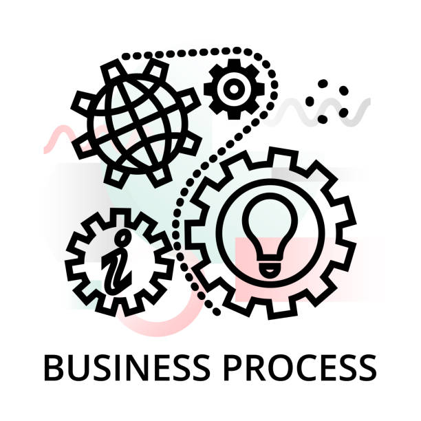 ikona procesu biznesowego na abstrakcyjnym tle - linear accelerator stock illustrations