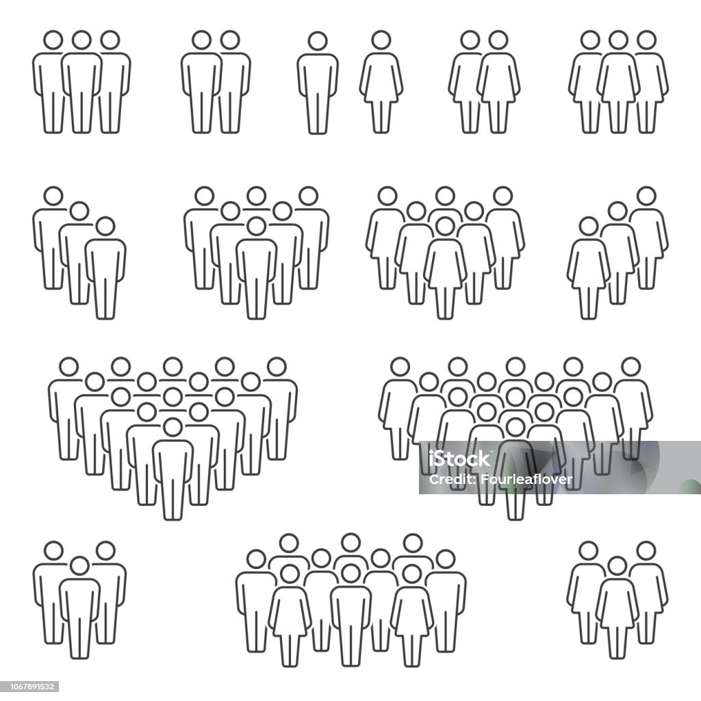 Men and Women icons group Compositions of groups of men and women classic vector icon signs People stock vector