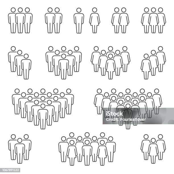 Men And Women Icons Group Stock Illustration - Download Image Now - People, Group Of People, Crowd of People
