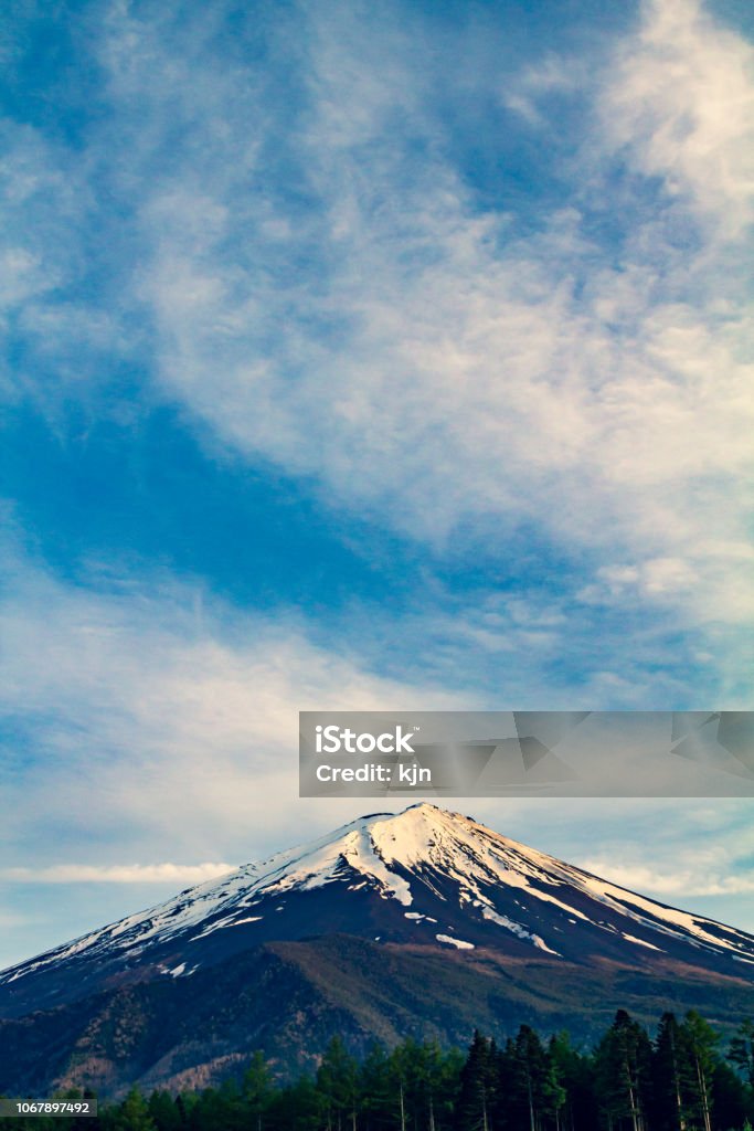 Mt.Fuji in the summer. summer. blue sky. Japan. Mount Fuji. A mountain that is a symbol of Japan. It is a world cultural heritage. Shooting from places that have not been taken so much. Beauty Stock Photo