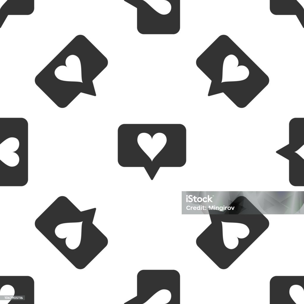 Like and heart icon seamless pattern on white background. Counter Notification Icon. Follower Insta. Flat design. Vector Illustration Heart Shape stock vector