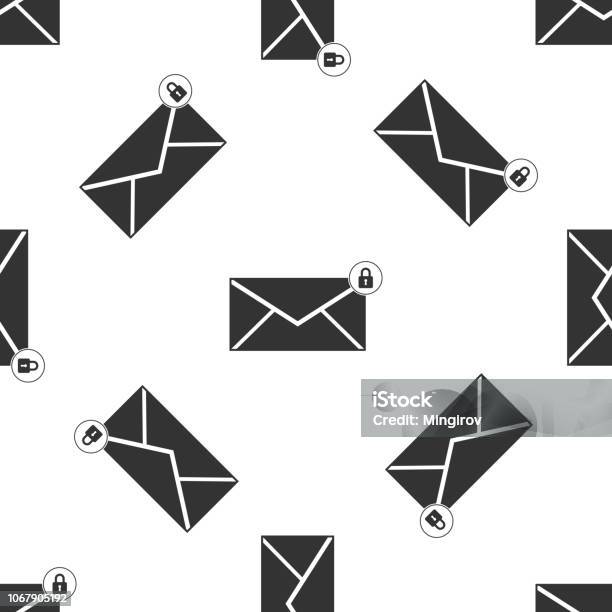 Emailnachricht Sperren Passwort Symbol Nahtlose Muster Auf Weißem Hintergrund Umschlag Mit Vorhängeschloss Zeichen Privatpost Und Sicherheit Sicherung Schutz Privatsphäre Symbol Flaches Design Vektorillustration Stock Vektor Art und mehr Bilder von Abschicken