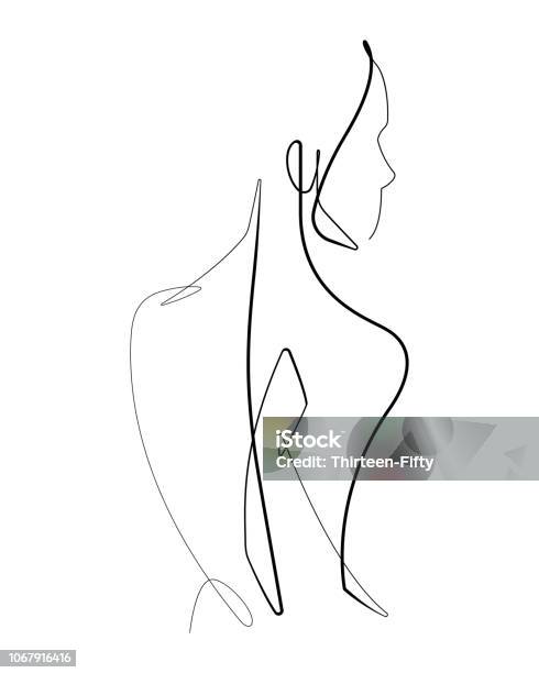 Female Form Continuous Vector Line Graphic Stock Illustration - Download Image Now - The Human Body, Line Art, Abstract