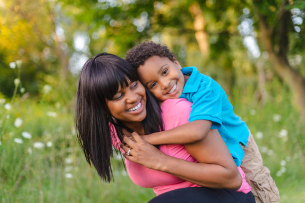 istock Mother and son playing outside 1067928948