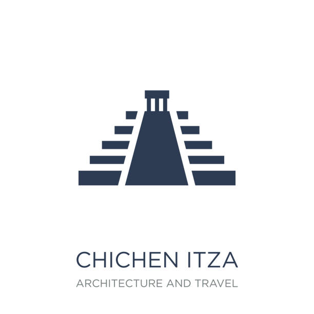 stockillustraties, clipart, cartoons en iconen met chichen itza pictogram. trendy platte vector chichen itza pictogram op witte achtergrond uit de collectie van het platform en reizen - maya