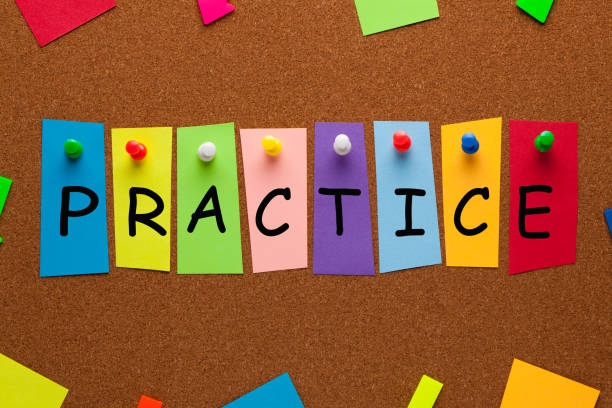 practice word concept - teaching advice education single word imagens e fotografias de stock