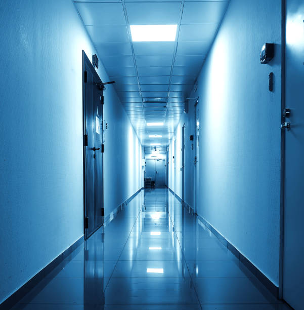 istock corridor in dsta center with reflection on the floor blue toning 1067941766