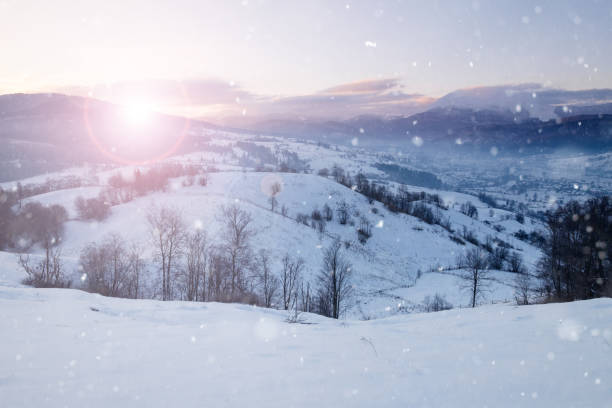 istock Beautiful winter mountain snowy alpine panoramic landscape 1067943892