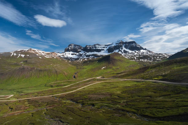 istock Panoramic view of mountain reek in Eastern fjords 1067963086