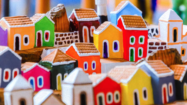 istock Miniature colored houses in painting effect from Olinda, Pernambuco state, Brazil 1067963434