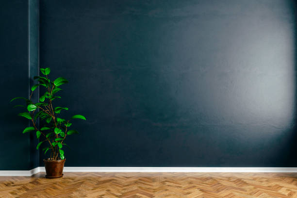 istock 3d interior with blank wall and wooden floor, render 1067963466