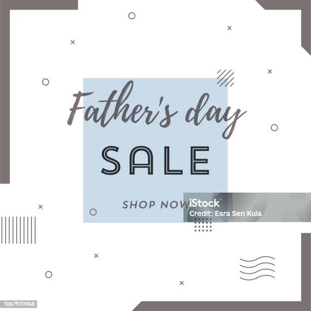 Fathers Day Sale Retro Web Banner For Social Media Stock Illustration - Download Image Now