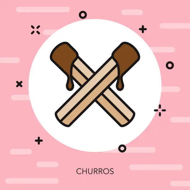 Vector illustration of Churros Thin Line Dessert Icon