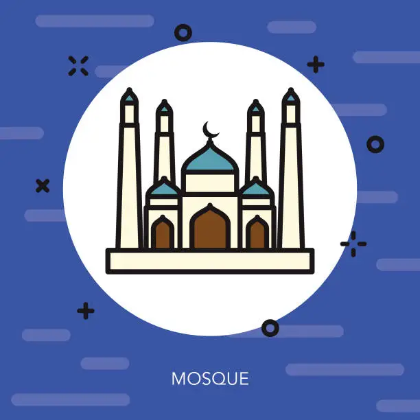 Vector illustration of Mosque Thin Line Ramadan Icon