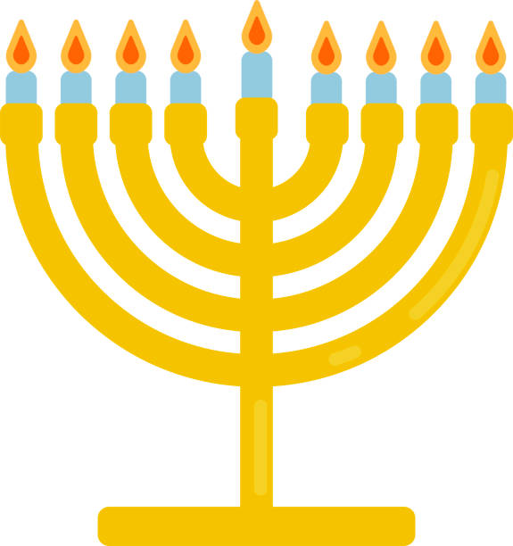 하누카 메노라를 벡터 - menorah judaism candlestick holder candle stock illustrations