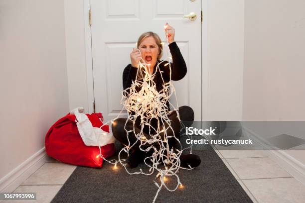 Screaming At The Christmas Lights Stock Photo - Download Image Now - Christmas, Emotional Stress, Holiday - Event