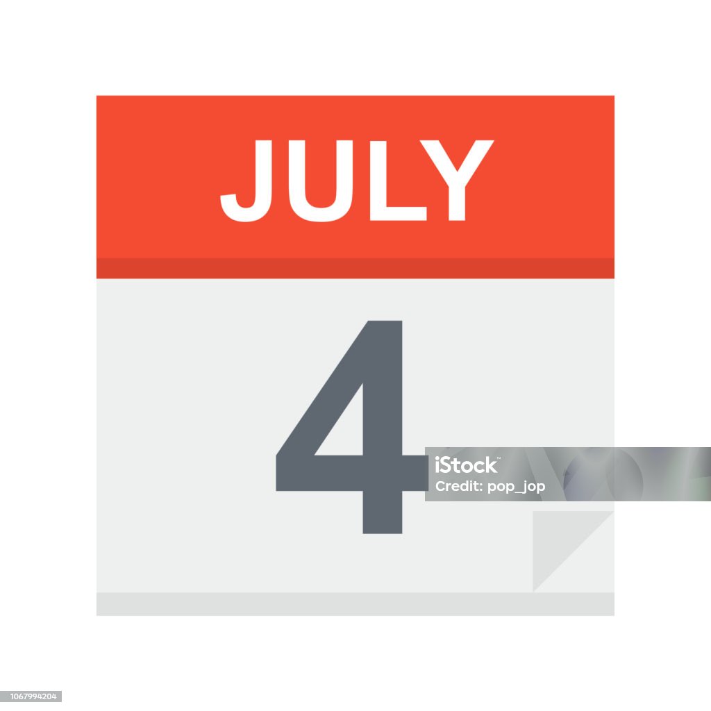 July 4 - Calendar Icon July 4 - Calendar Icon - Vector Illustration 2018 stock vector