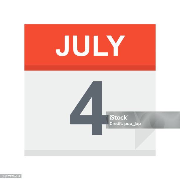 July 4 Calendar Icon Stock Illustration - Download Image Now - 2018, 2019, 2020