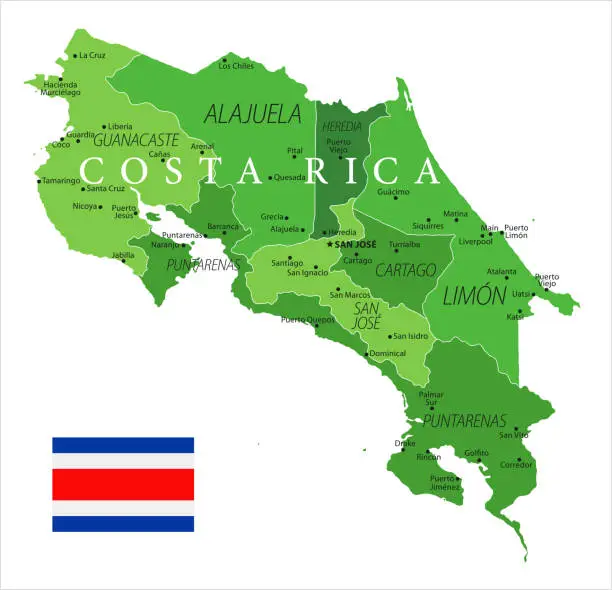 Vector illustration of 15 - Costa Rica - Green Isolated 10